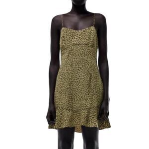 Zara‎ Cheetah Print Mini Dress Olive Green *SIZE: XS